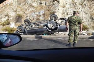 Λέσβος: Ανατροπή αυτοκινήτου στην Παγανή