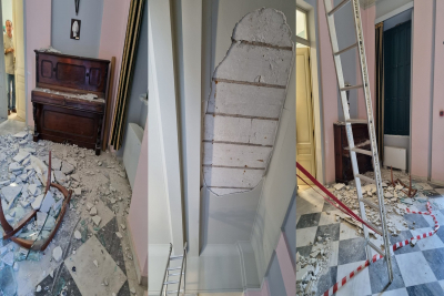 Τμήμα της οροφής έπεσε στο Δημαρχείο Ανατολικής Σάμου -  Από θαύμα δεν τραυματίστηκε κανείς (pics)