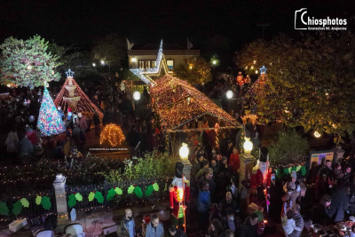 Χίος: Το φαντασμαγορικό Πλεκτό Χριστουγεννιάτικο χωριό στα Θυμιανά  - Δείτε βίντεο