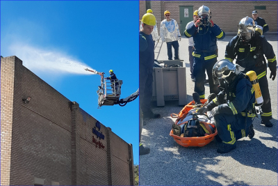 Λέσβος: Άσκηση Πυροσβεστικής σε εργοστάσιο ποτοποιίας (pics)