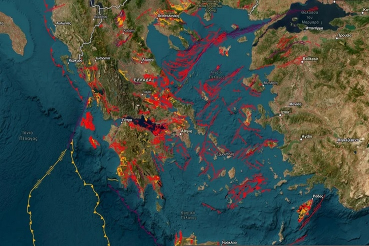 Ο ψηφιακός χάρτης με όλα τα ενεργά ρήγματα της Ελλάδας